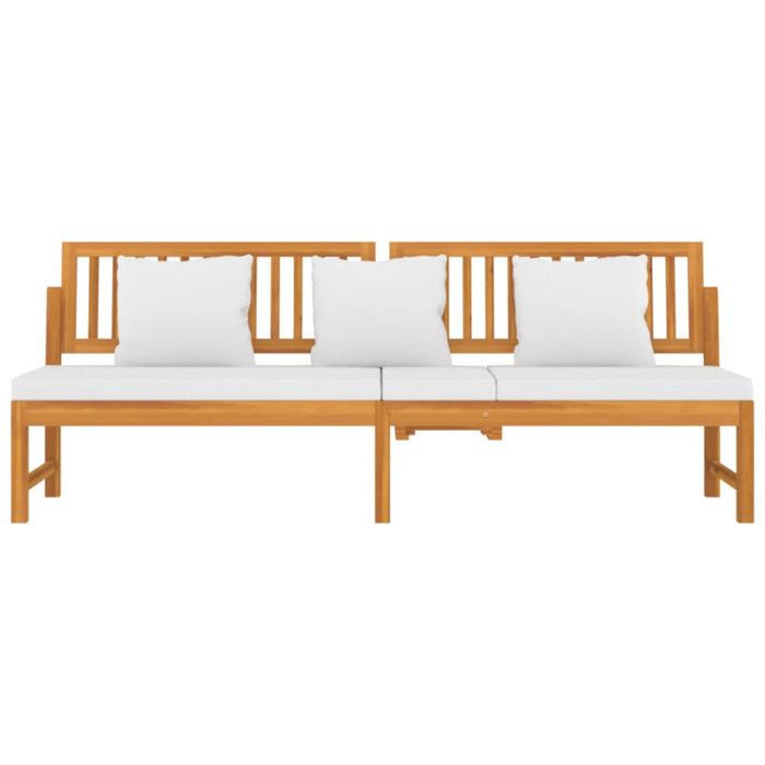 Daybed - Acacia Wood - 200x60x75cm - Cream Cushion - Multifunctional - Comfortable