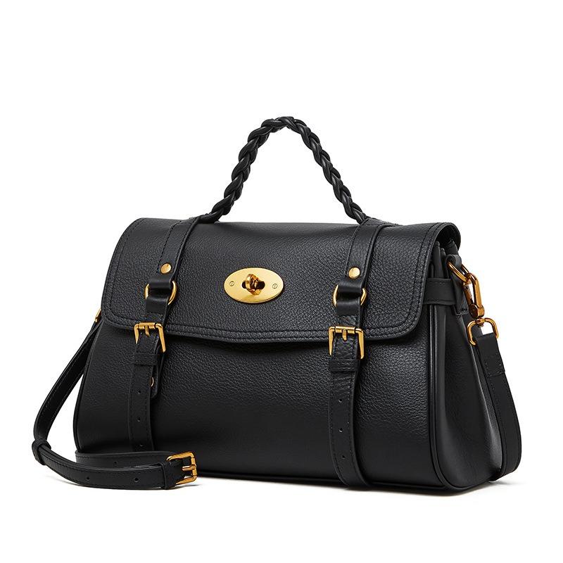 Leather messenger bag cowhide portable shoulder messenger bag tote bag women's new commuter briefcase versatile