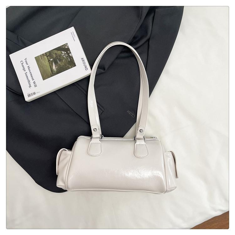 Premium retro handbag women's 2025 new fashion oil wax leather underarm Boston bag versatile shoulder bag