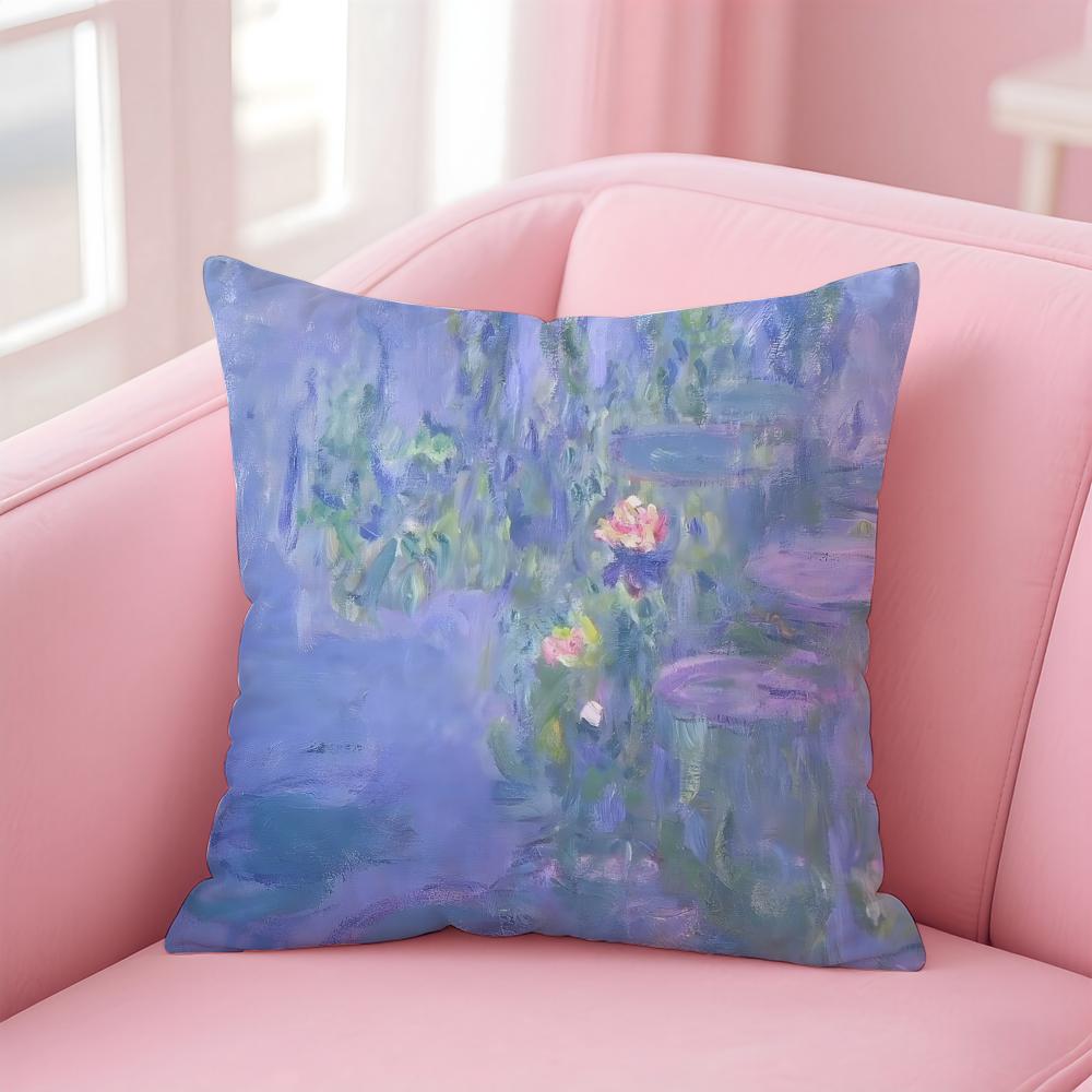 OOscarClaude Monet Cushion Cover Pillow Case Soft Skin Friendly Fabric Comfort  Concealed Zipper