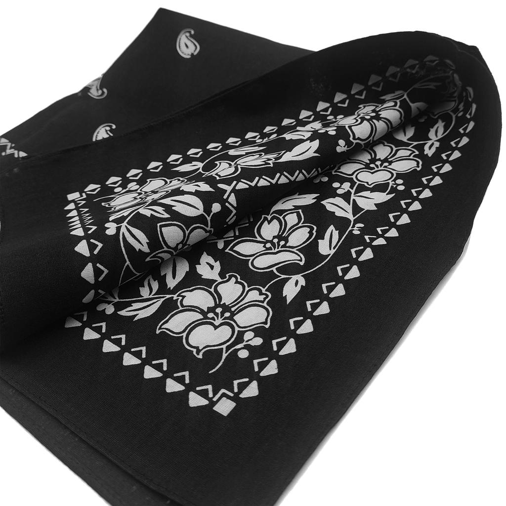 Trifong Bandana Black Adult Bandana Paisley Pattern 100% Cotton Handkerchief Stylish Bandana Cap Cotton Bandana Men's Women's Unisex 55cm X 55cm