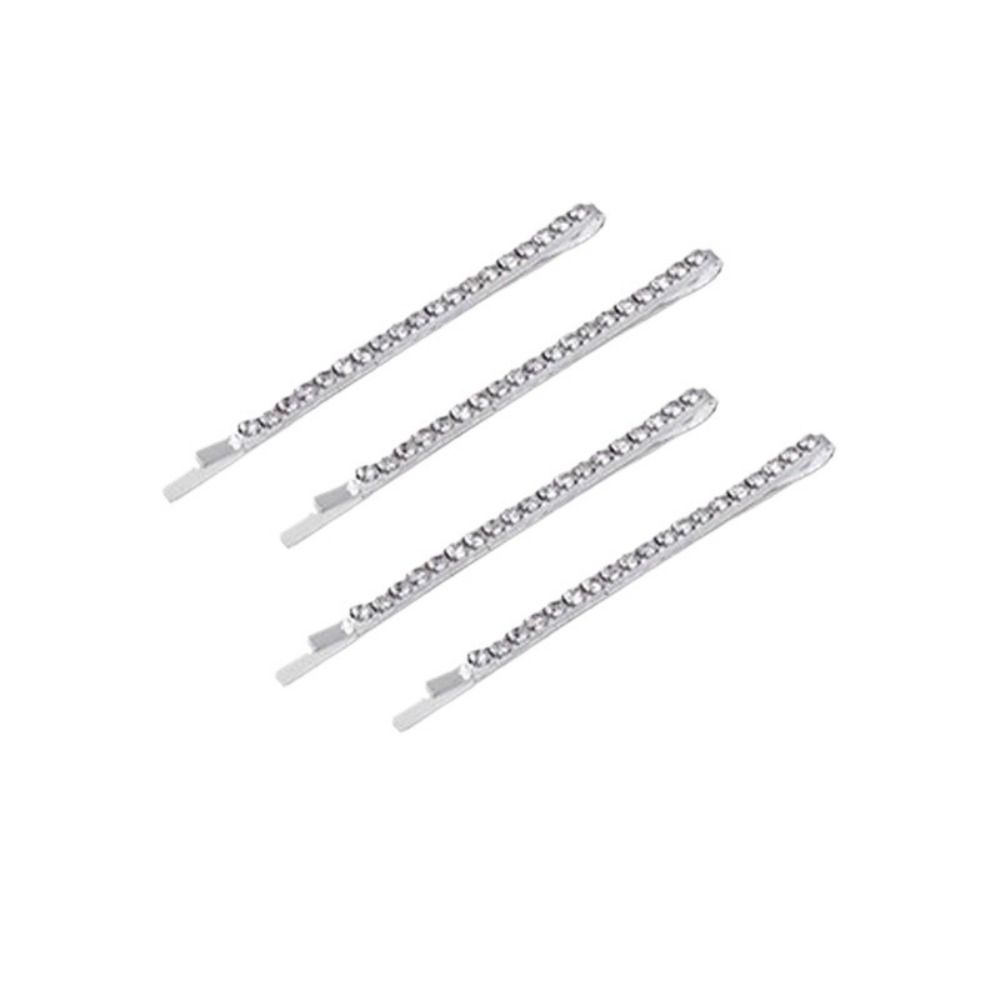 4pcs Silver Rhinestone Hair Clip Set Gold Crystal Barrettes Simple Korean Hairpins Daily