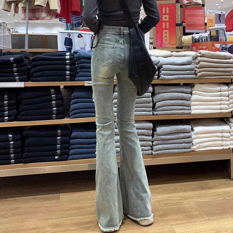 Dámské nostalgické úzké kalhoty s vysokým pasem a třásněmi z umělé kožešiny