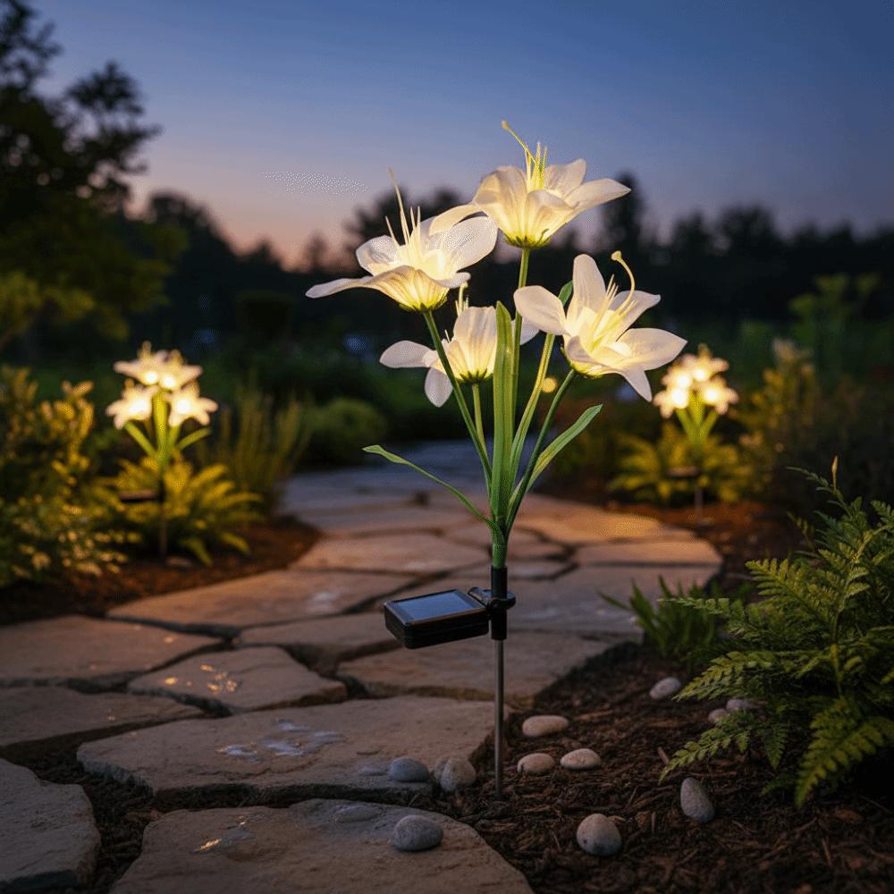 Waterproof Solar Garden Lights Colorful Gradient Decorative Flower Light 7-Color Changing Lights Stakes LED Lights