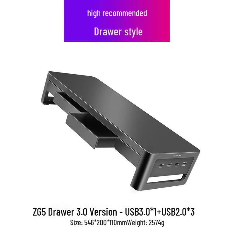 RGB Computer Monitor Riser Stand with USB Ports and Storage