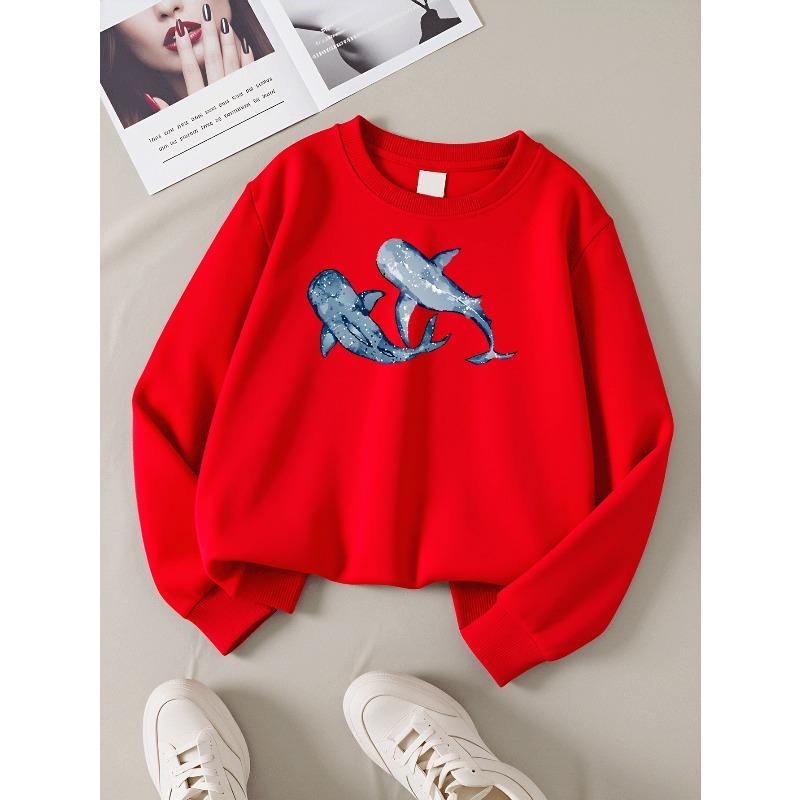 European Sizes  Kids' Casual Sweatshirt Printed Round Neck Pullover, Kids' Fashion Sweatshirt Featuring Adorable Animal Prints,  Casual Comfortable