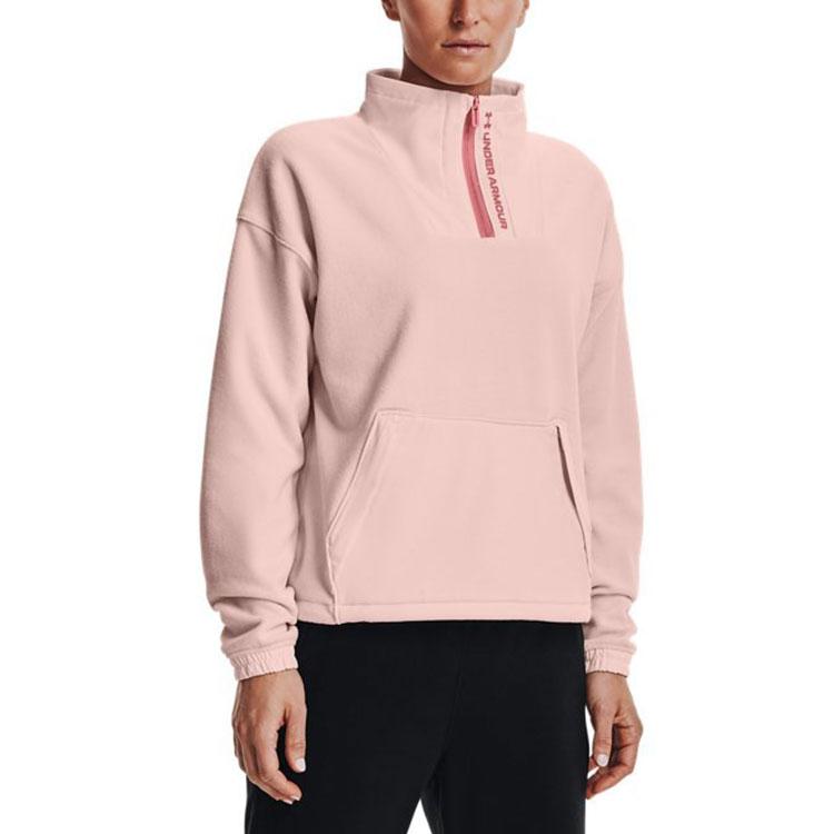 Under Armour Half-Zip Fleece Training Jacket Women Outerwear Pink 1365776-685