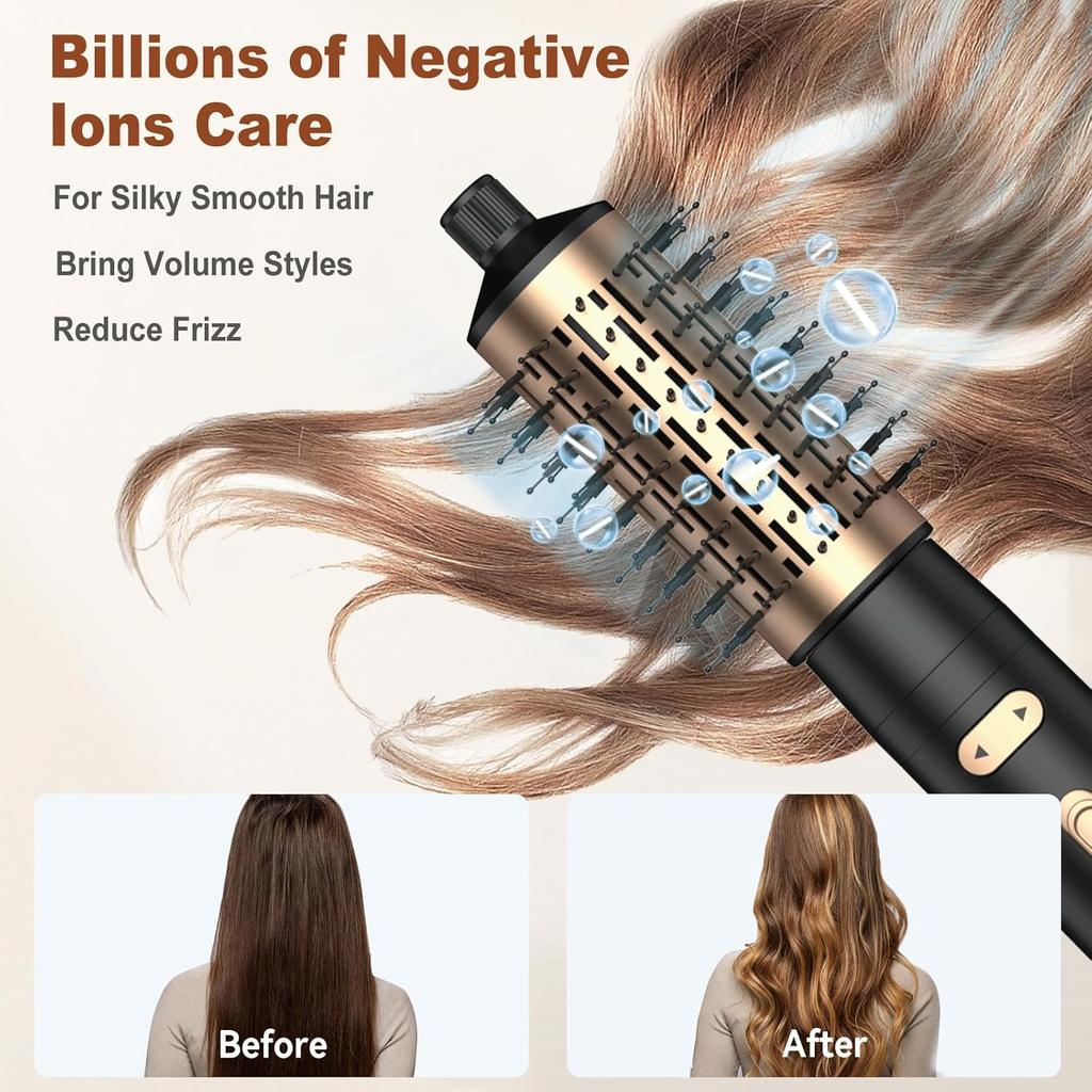 Rotating Hair Dryer Brush,3 in 1 Rotating Hot Air Brush with Detachable Brush,3 Heats and 2 Speeds Rotating Hair Dryer Brush