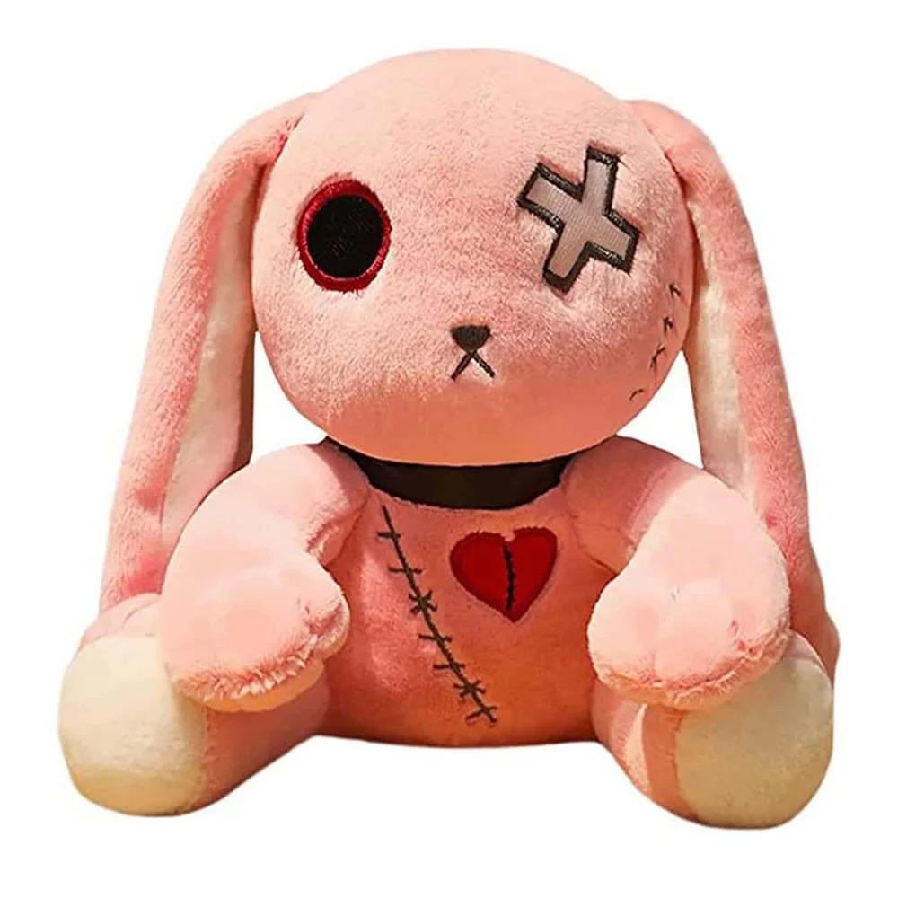 23cm Spooky Gothic Bunny Plush Toy Creepy Rabbit Plushie Stuffed Animal Toys Cute Horror Doll for Birthday Gift Halloween Decor