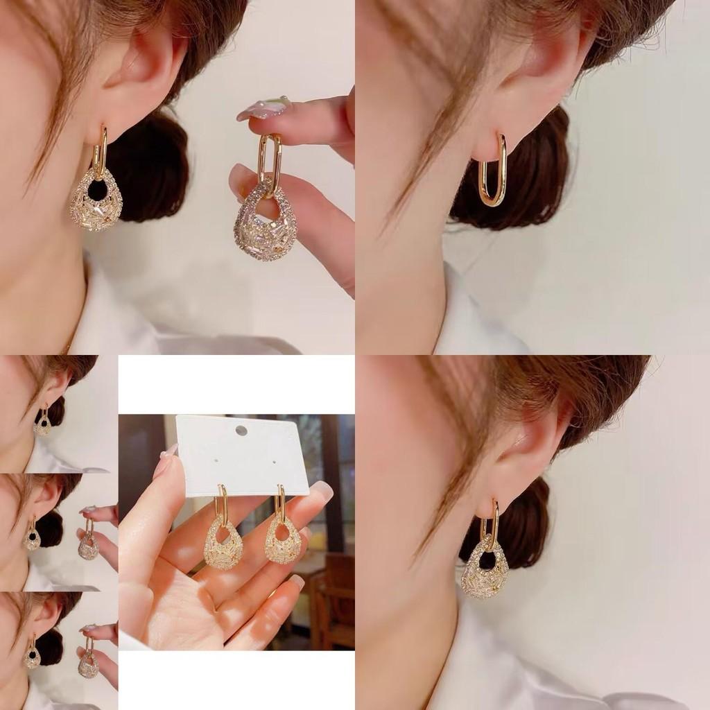 Schicke Wassertropfen-Kupferohrringe mit dicker 14-karätiger Goldplattierung und funkelndem Zirkonia