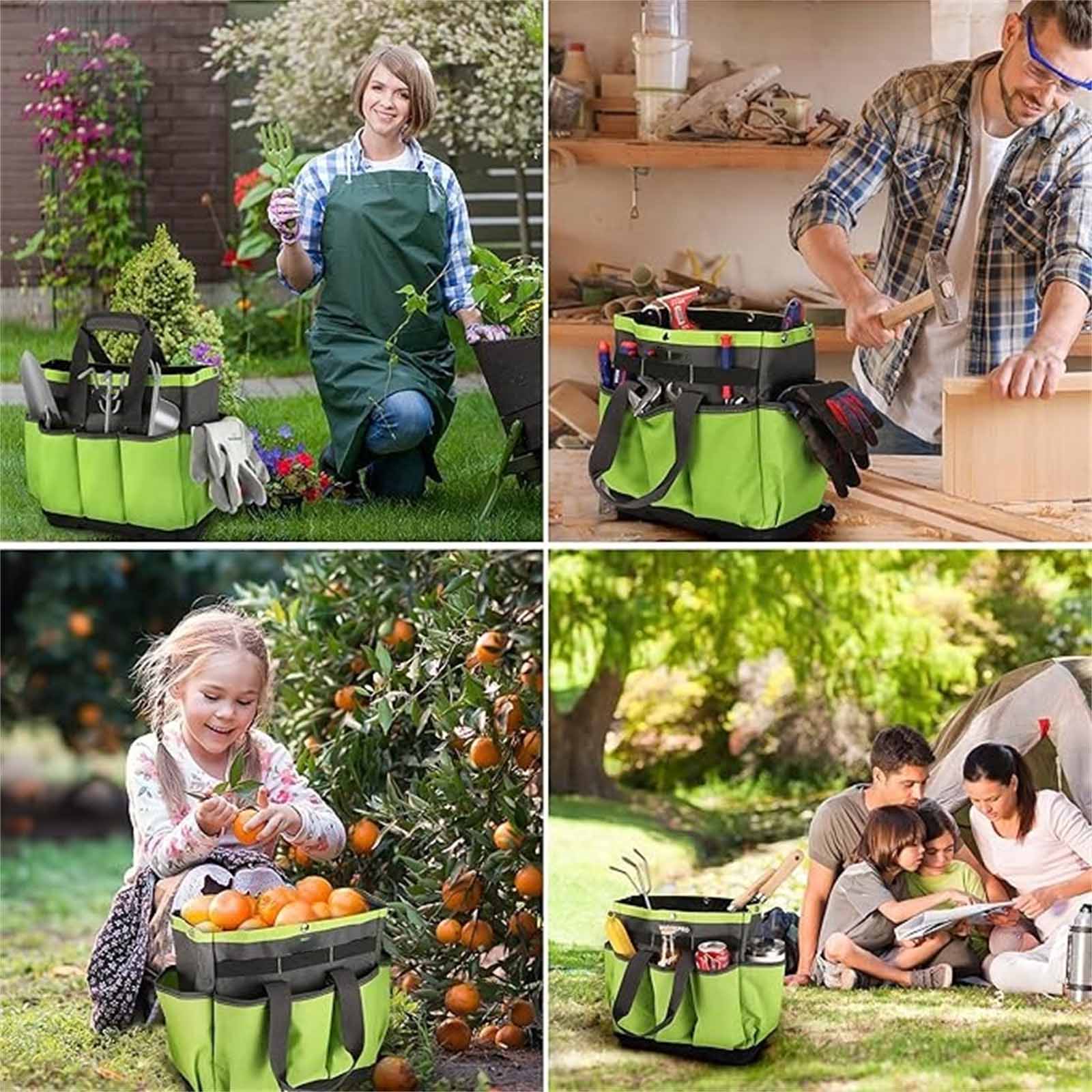 

Wear-Resistant Garden Tool Kit with Handbag – Gardening Tools for Planting, Pruning & Yard Work One Size зелений