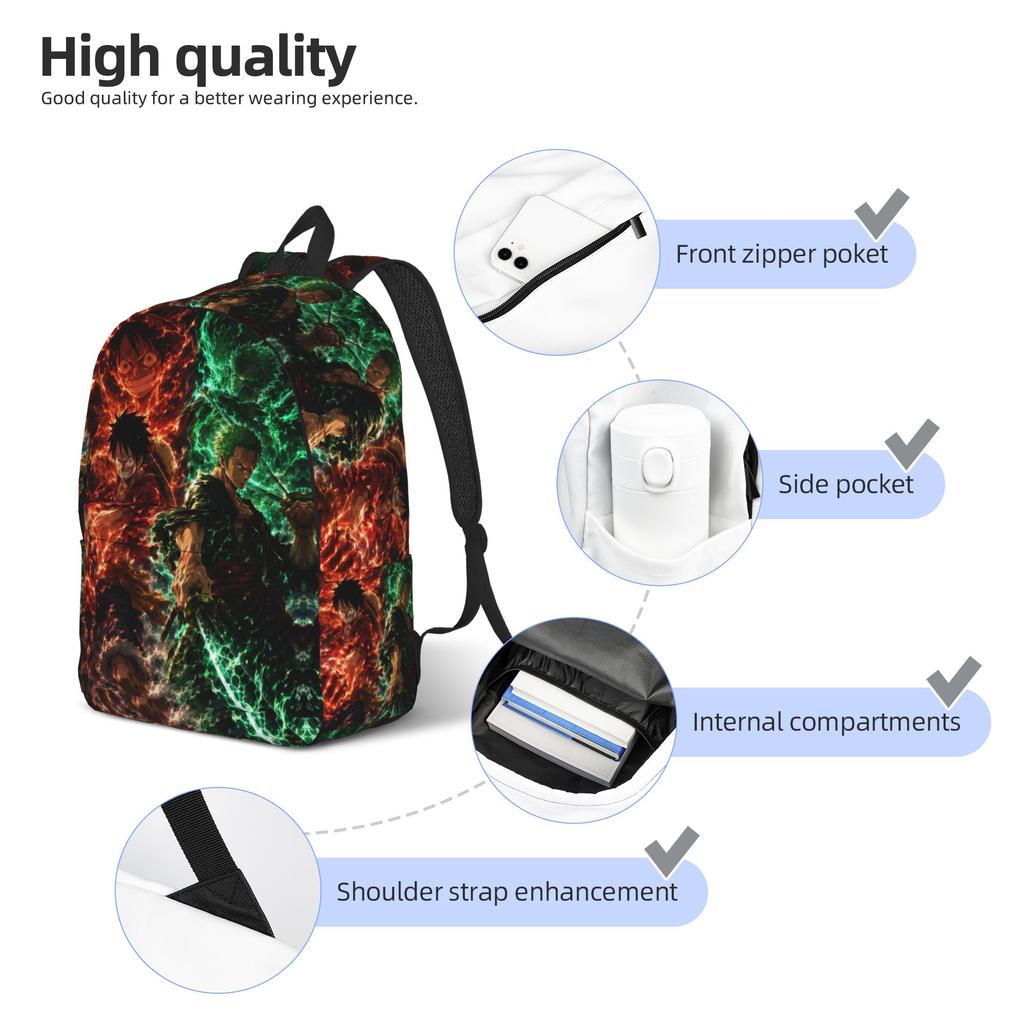 Style Demon Slayer Knapsack Shounen Manga Mochilas Adjustable Strap Campus Sturdy Carry Rucksack Suitable for All Ages
