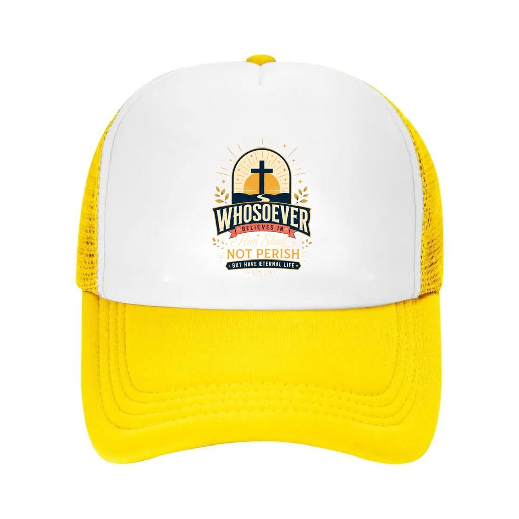 Whosoever Faith Sunrise Cross Verse Mesh Baseball Cap Casual Hat Outdoor  For Womens Unisex FeUnisex