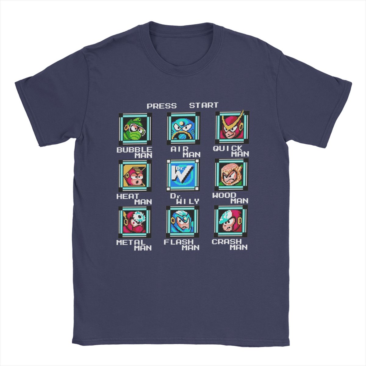 

Megaman Player Stage Select T Shirts for Men 100% Cotton Awesome T-Shirt Round Neck Video Game Tees Short Sleeve Tops Plus Size L