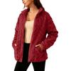 Winter Fleece Jacket for Women Stand Collar Zip Up Sherpa Coat Fuzzy Long Sleeve Fall Casual Outerwear with Pockets