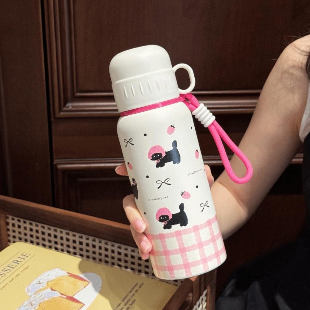 600ml Insulated Cup Large Capacity Vacuum-insulated Bottle Gifts Cartoon Water Cups