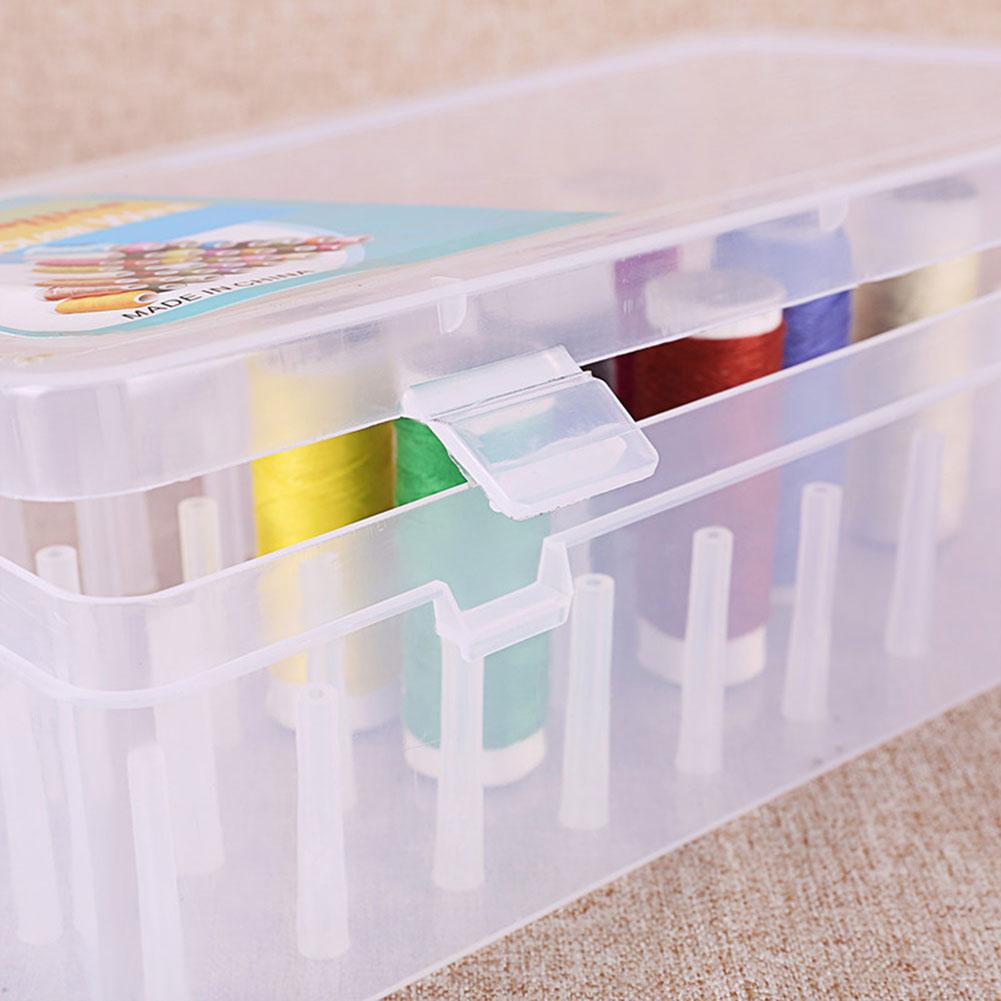 Thread Storage Box Transparent Plastic Bobbin Box Sewing Bobbins Threads Storage Sorting Case Organizer Sewing Tools