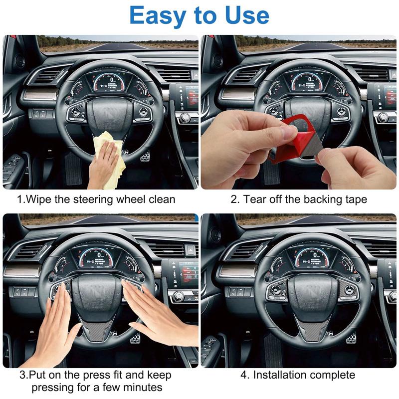 Carbon Fiber Steering Wheel Button Switch Panel Trim Cover Car Decoration Accessories For Honda Civic 10Th Fc/Fk 2016-2019
