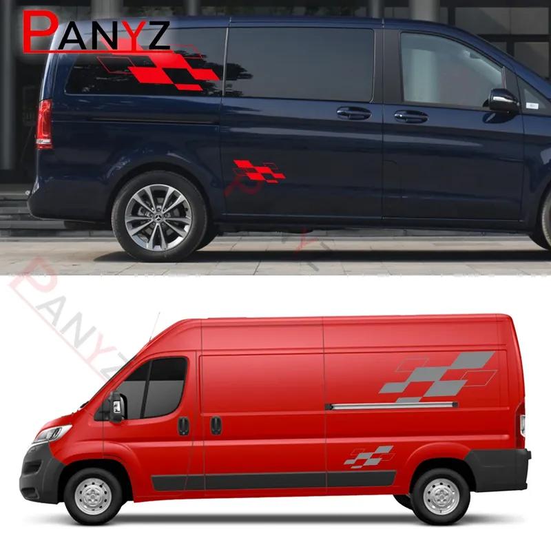 4Pcs/Lot Car Body Stickers Graphics Vinyl Stripes DIY Camper Van Decals For Peugeot Boxer Citroen Jumper Fiat Ducato Accessories