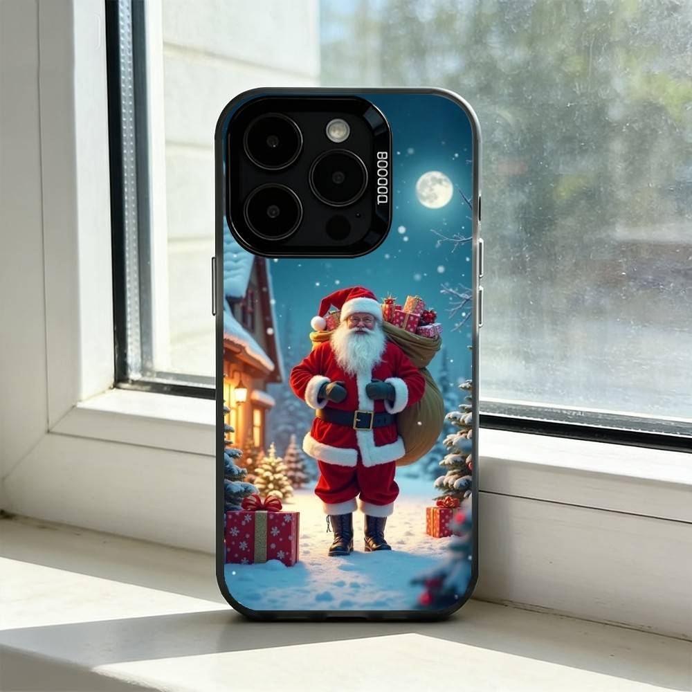Christmas Santa Claus Phone Case For iPhone 17,16,15,14,13,12,11 Plus,Pro Max,XS,Colorful Silver Black Cover