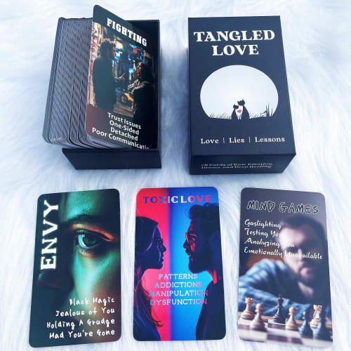 GZXINKE Toxic Love Oracle Cards for Beginners, 78 Drama Cards, Healing Oracle Deck, Love, Breakup, Twin Flames, Shadow Work, and the Emotional Truth B