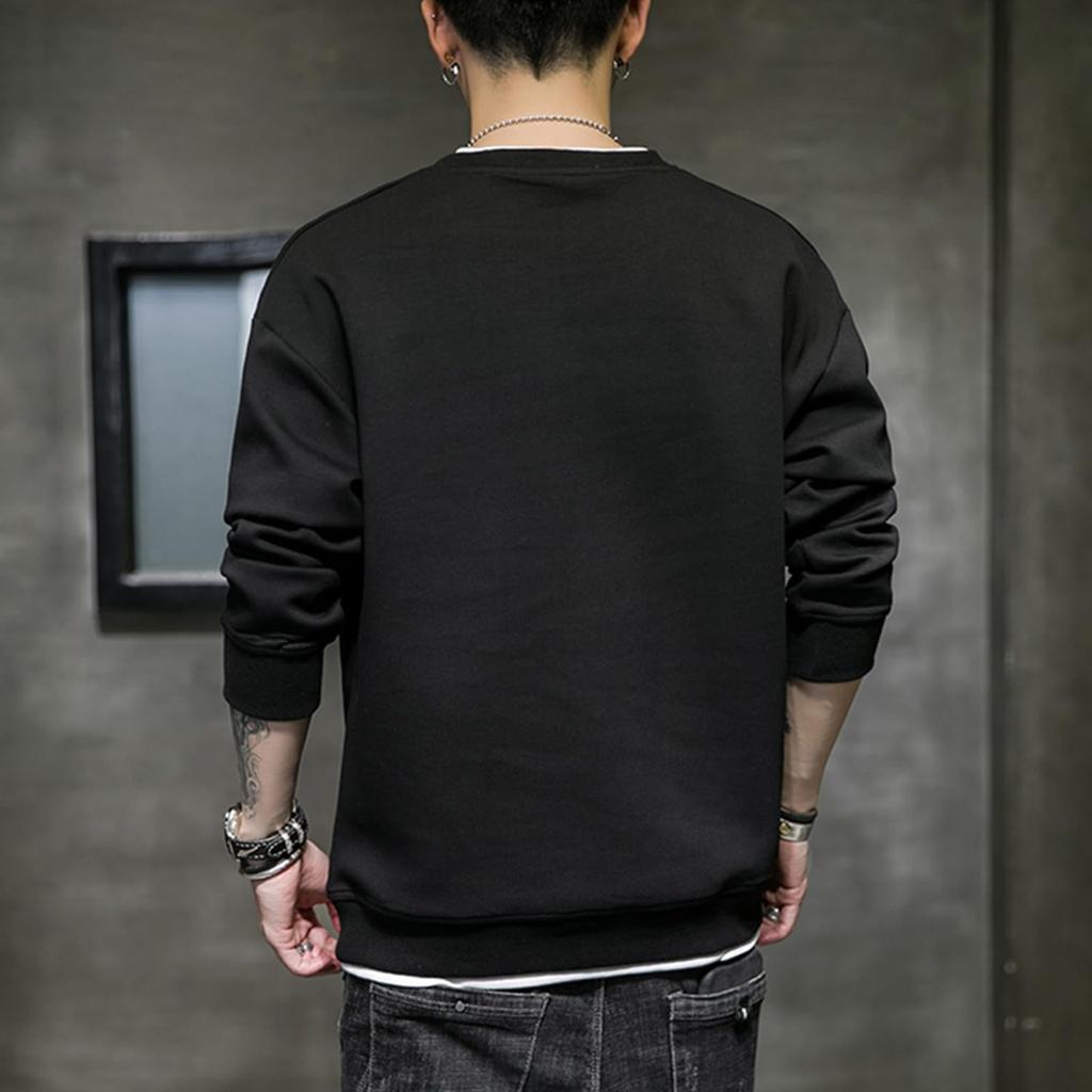Culeevp Plus Size Long Sleeve Layered Solid Size 2XL Men's Sweatshirt, Fall/Winter T-Shirt, Style, Color, Hoodie, Black,