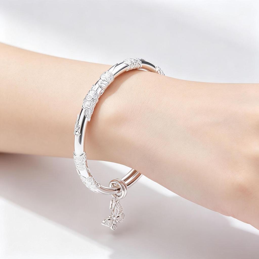 Blossom Butterfly Student Bracelet Women Solid Small Design Daily Wear New Chinese Style National Style Accessory Bracelet