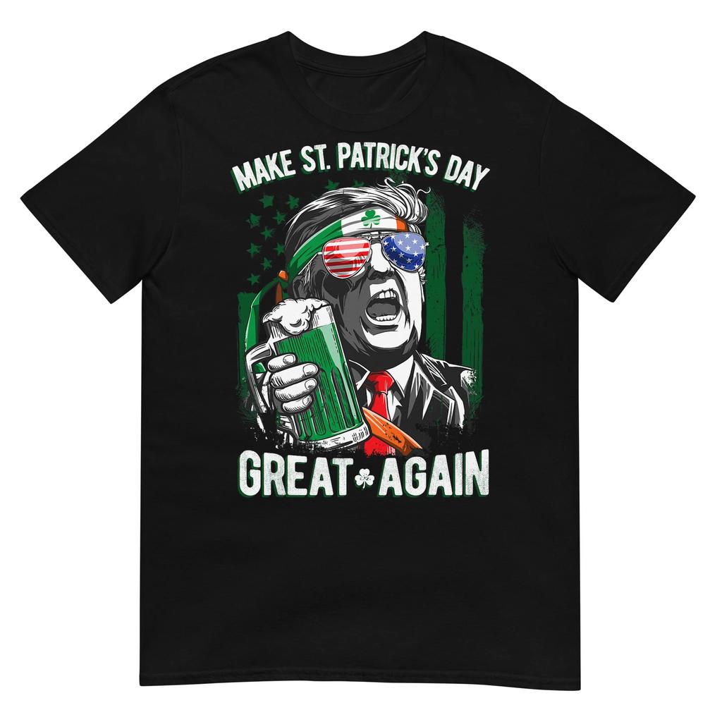 Rendi di Nuovo Fantastico il Giorno di San Patrizio Trump Uomo Donna Irlandese Divertente Maglietta