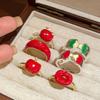 Dripping Apple Round Open Ring Ankara Red Temperament Ring Small Fresh Design Fashion Earrings