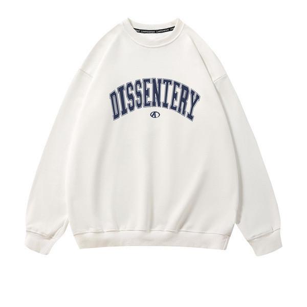 Women's Korean Letter Print Sweatshirts - Casual, Loose Fit, Round Neck for Autumn and Winter