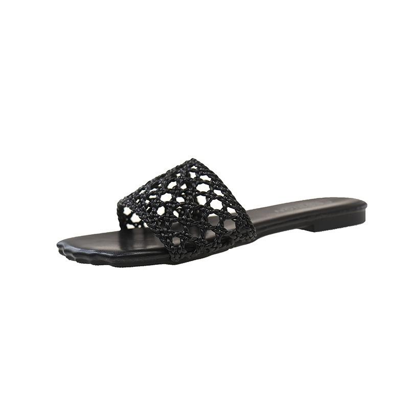 

Roman sandals shoes cool slippers 2025 fairy outer wear beach weaving new Sanya flat bottom summer vacation 39 чорний