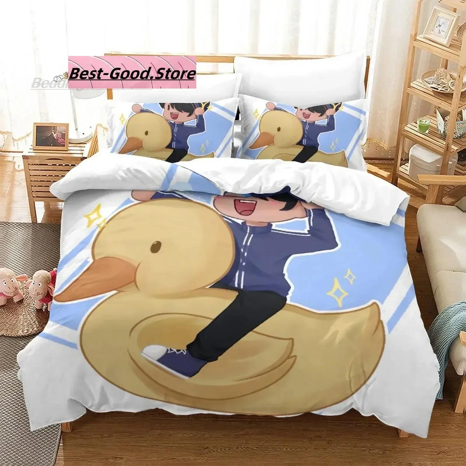 

Kawai Quackity duck Beding Set Single Twin Printed Bed Linen Set With Pilowcase Bed Soft Duvet Cover Single Double Quen Super King-Sized Dimensionsd 100*200cm Single