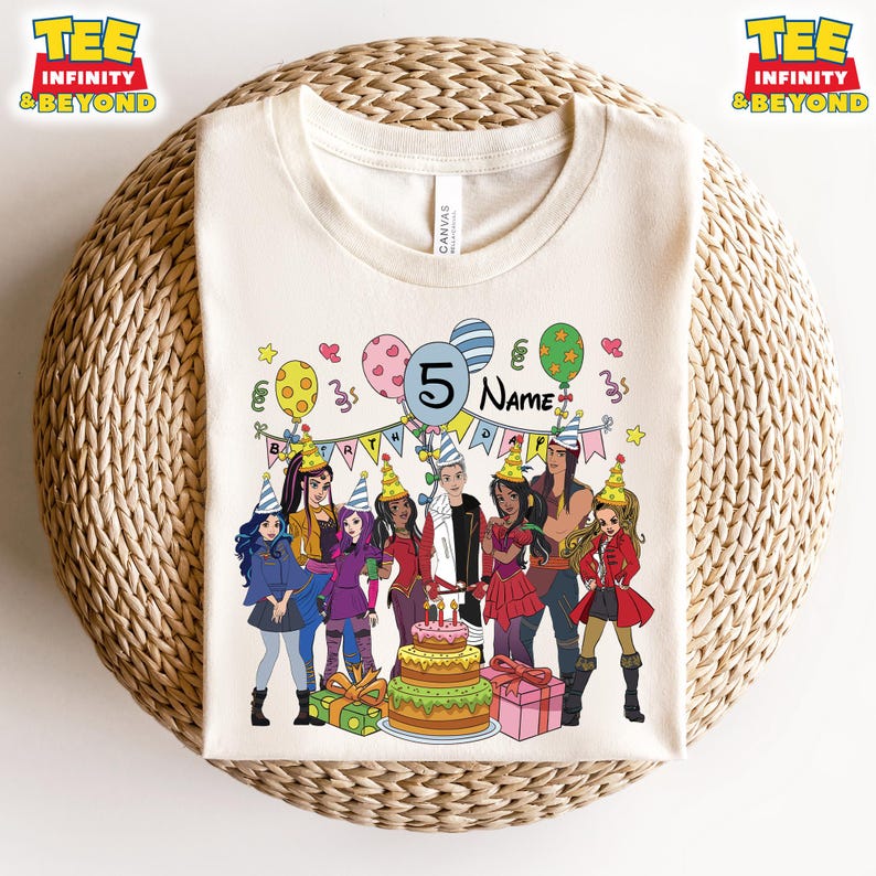 Custom Name Disney Descendants Birthday Shirt, Disney Descendants Party Shirt For Kids, Birthday Celebration Tee, Kids Birthday Party Outfit 130