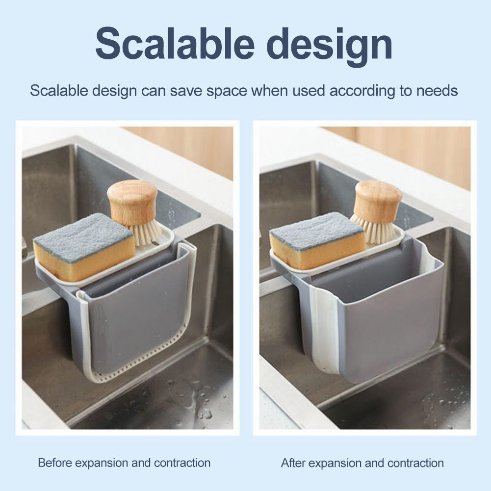 Dry Wet Separation Trash Can Telescopic Draining Basket Soap Sponge Holder Kitchen Sink Drain Basket With Suction Cup