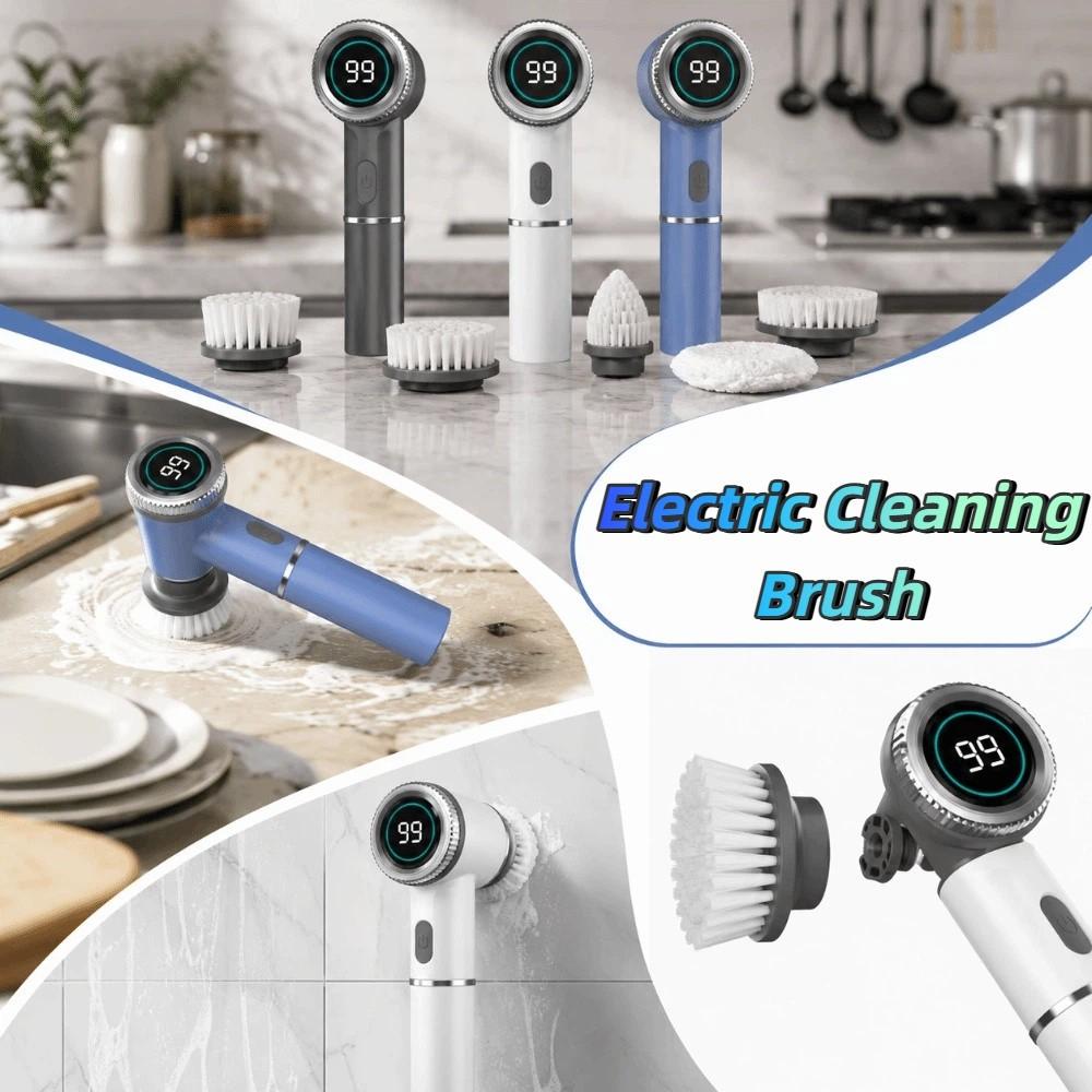 Multiple Accessories Electric Cleaning Brush Easy Operate Handheld Scrubber Kitchen Cleaning