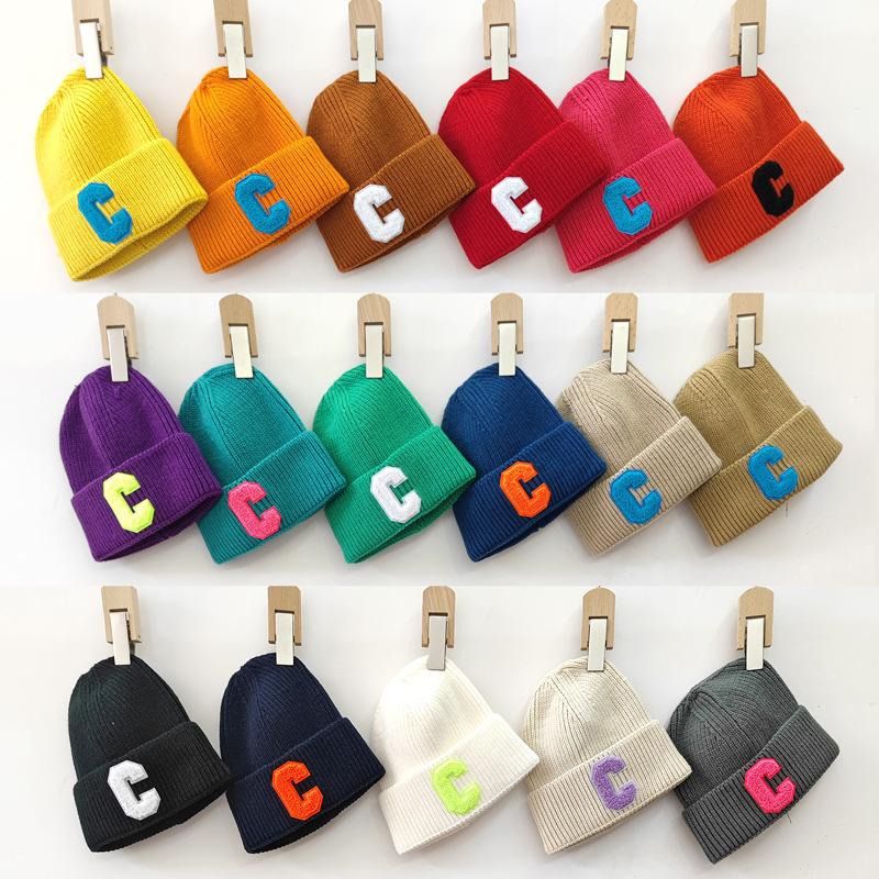 Korean Version Simple Large C Letter Wool Hat Autumn Hat Women New Age Reduction Warm Ear Protection Knit Hat Winter Student