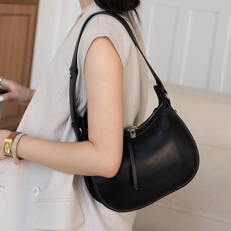 Large-capacity Genuine Leather Crossbody Dumpling Bag Underarm Bag High-end Single-shoulder Crescent-shaped Bag