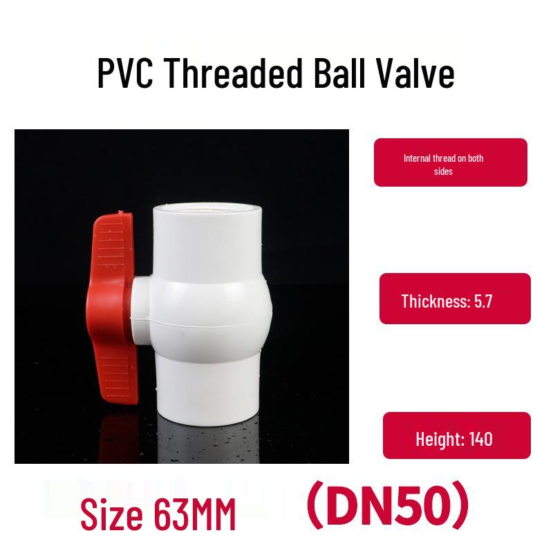 PVC Ball Valve with Threaded Inner Teeth for Water Supply (Sizes: 20, 25, 32, 40, 50, 63, 75, 90, 110)