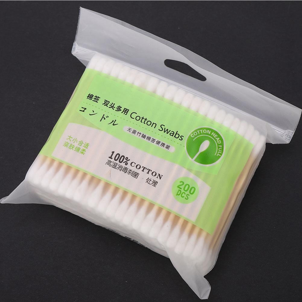 200Pcs Double Head Makeup Swab Cotton Buds Bamboo Wood Sticks Cleaning Soft  Tips for Removal Daily Cleansing Skincare Nail Art