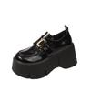 Fashion Women Loafers Mary Jane 7cm High Heel Platform Wedge Autumn Ladies Leather Belt Buckle Classic Sweet Punk Female Lolita Shoes