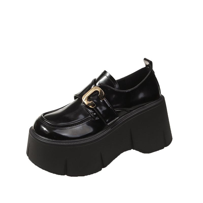 Fashion Women Loafers Mary Jane 7cm High Heel Platform Wedge Autumn Ladies Leather Belt Buckle Classic Sweet Punk Female Lolita Shoes