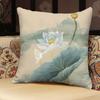 "Elegant Lotus Floral Throw Pillow Covers - Traditional Chinese Style Cushion Cases for Home Decor"