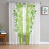 Bamboo Watercolor Painting Tulle Curtains For Living Room Bedroom Voile Curtain Home Decoration Sheer Balcony Door Curtain
