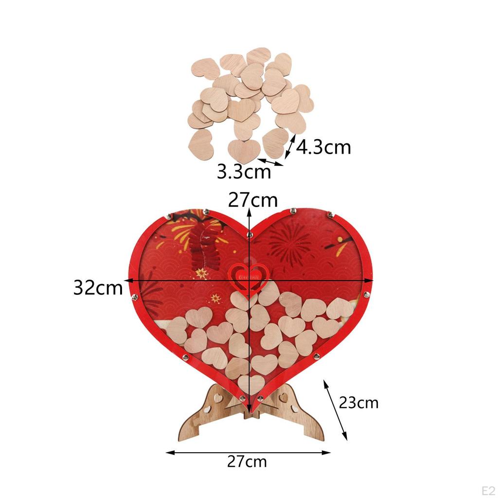 Wedding Guest Book Ornament Drop Top Frame with Stand Heart Guestbook for Celebrations