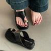 Fashion Summer Retro Leopard Metal Buckle Clip Toe Slippers for Women Wedges Middle Heel Fashion Outer Wear Flip Flops Beach Slides