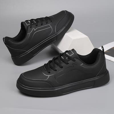 Men's Sneakers Fashion PU Leather Men's Shoes Outdoor Jogging Training Shoes High-Quality Comfortable Shoes for Men Black 1