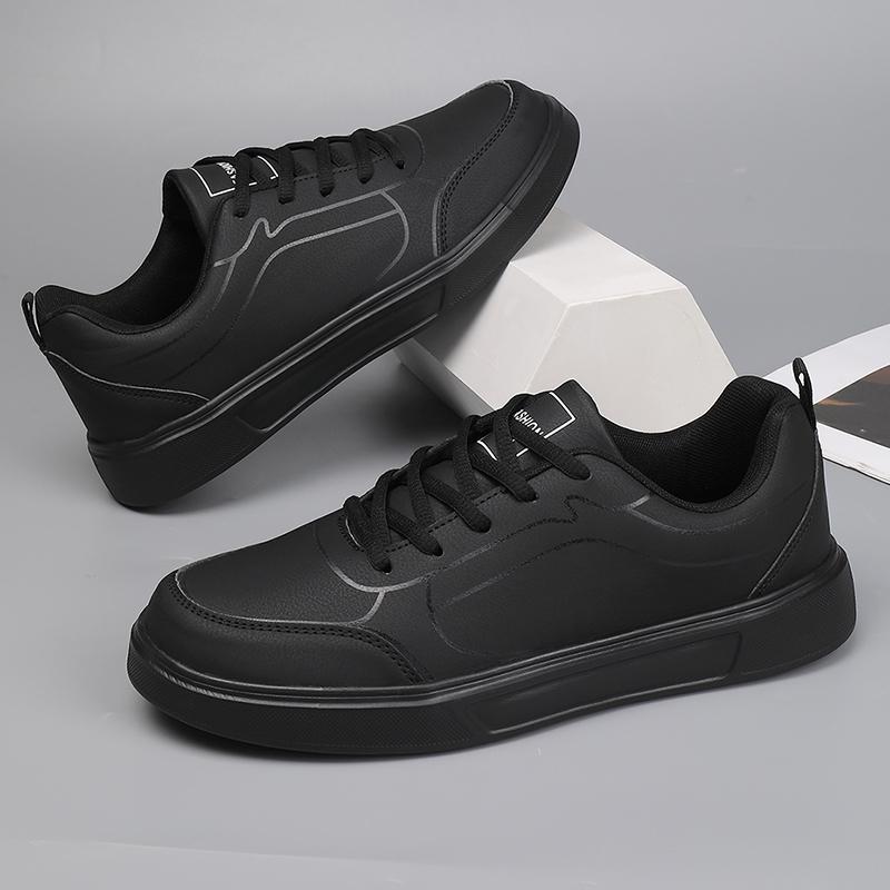 Herren-Sneakers Mode PU-Leder Herrenschuhe Outdoor-Jogging-Trainingsschuhe Hochwertige Bequeme Schuhe für Herren Schwarz 1