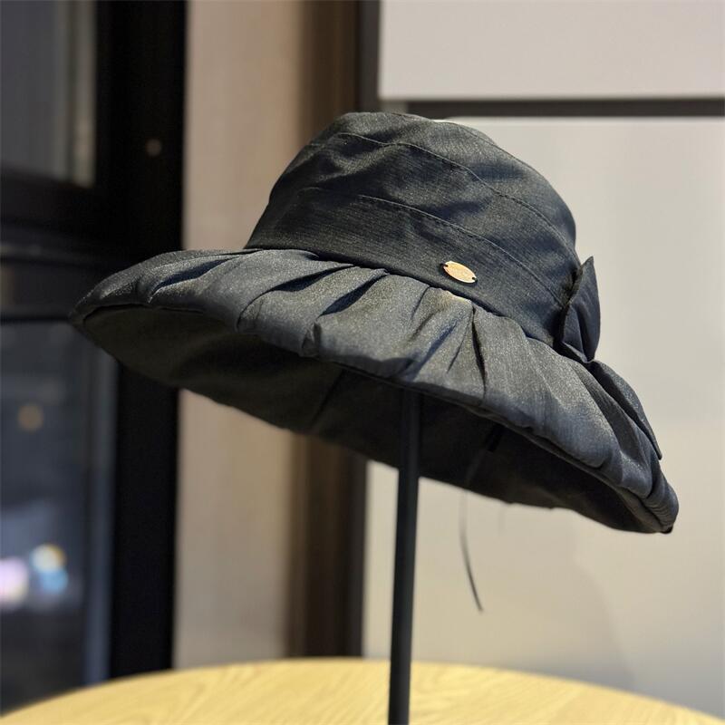 

2026New French-style mesh fisherman hat for women, versatile and niche for spring and summer, foldable outdoor sun hat, trendy Adult54-60Adjustable чёрный