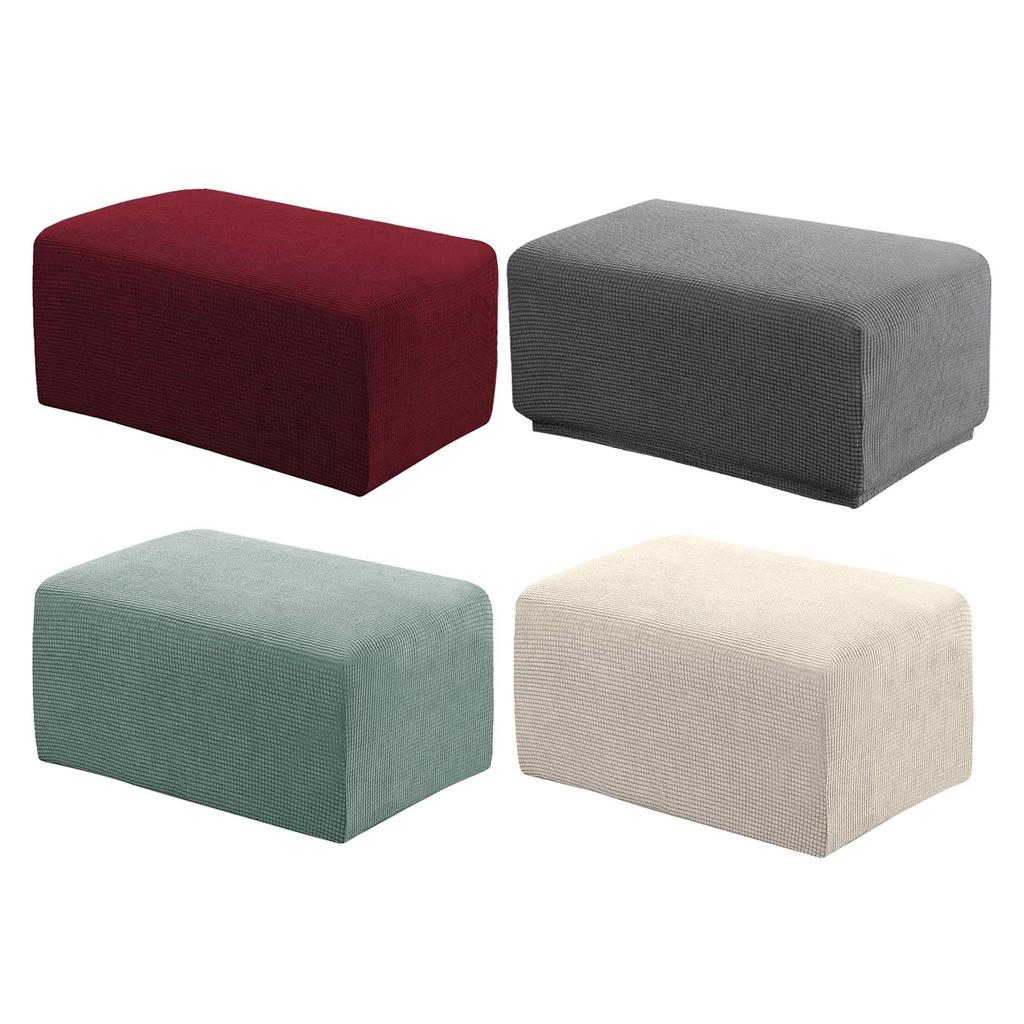 Premium Footstool Cover Stretch Removable Ottoman Slipcovers Pouf Soft
