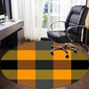 1pc Orange Black Checkered Chair Carpet for Office, Round Polyester Mat, Indoor Decor for Office, Easycare Fabric, Washable Non-slip Area Carpet